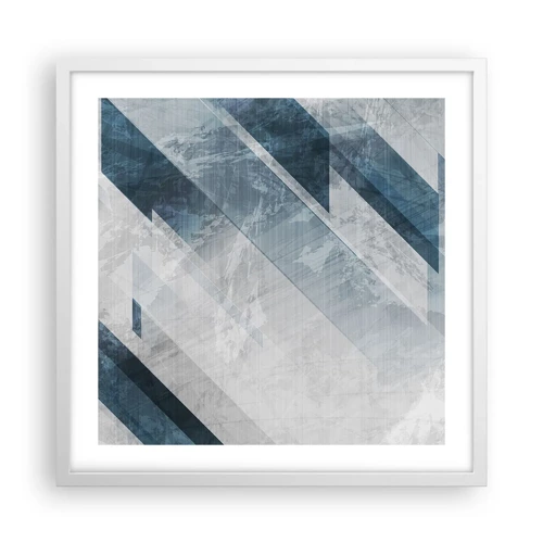 Affiche dans un cadre blanc - Poster - Composition spatiale - mouvement gris - 50x50 cm