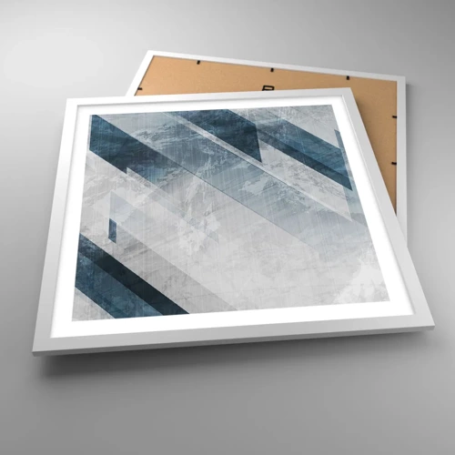 Affiche dans un cadre blanc - Poster - Composition spatiale - mouvement gris - 50x50 cm