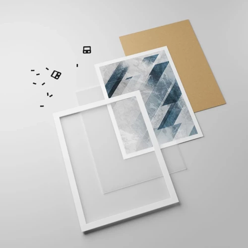 Affiche dans un cadre blanc - Poster - Composition spatiale - mouvement gris - 61x91 cm
