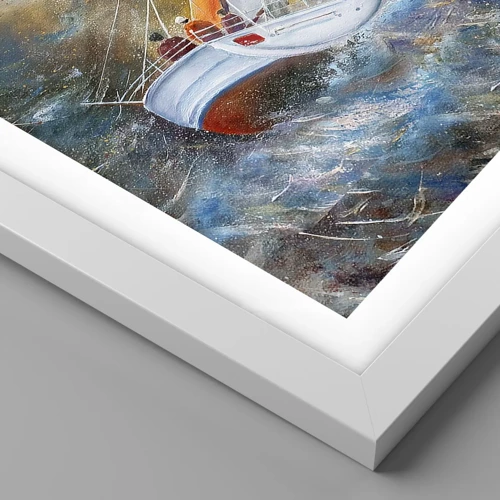 Affiche dans un cadre blanc - Poster - Concourir sur les vagues - 30x30 cm