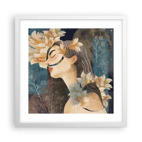 Affiche dans un cadre blanc - Poster - Conte de fée sur la princesse lilas - 40x40 cm