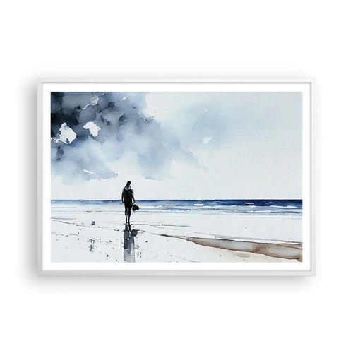 Affiche dans un cadre blanc - Poster - Conversation avec la mer - 100x70 cm