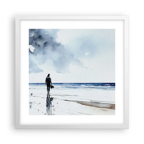 Affiche dans un cadre blanc - Poster - Conversation avec la mer - 40x40 cm