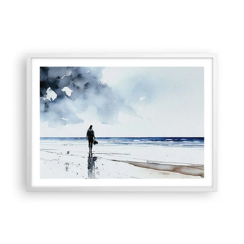 Affiche dans un cadre blanc - Poster - Conversation avec la mer - 70x50 cm