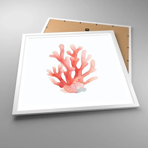 Affiche dans un cadre blanc - Poster - Corail couleur corail - 60x60 cm