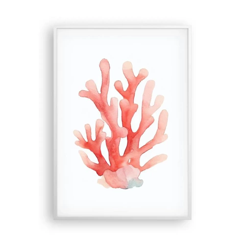 Affiche dans un cadre blanc - Poster - Corail couleur corail - 70x100 cm