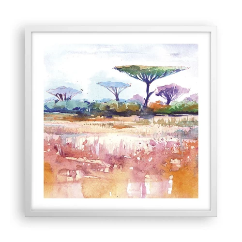 Affiche dans un cadre blanc - Poster - Couleurs de savane - 50x50 cm