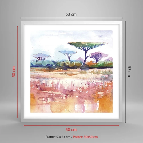 Affiche dans un cadre blanc - Poster - Couleurs de savane - 50x50 cm