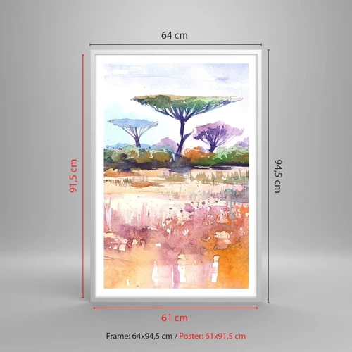 Affiche dans un cadre blanc - Poster - Couleurs de savane - 61x91 cm