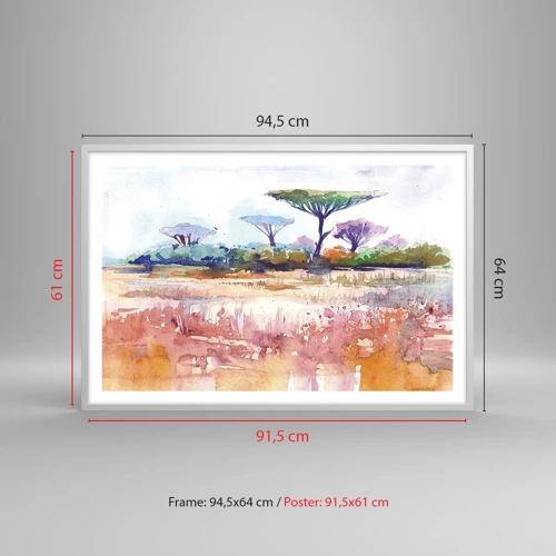Affiche dans un cadre blanc - Poster - Couleurs de savane - 91x61 cm