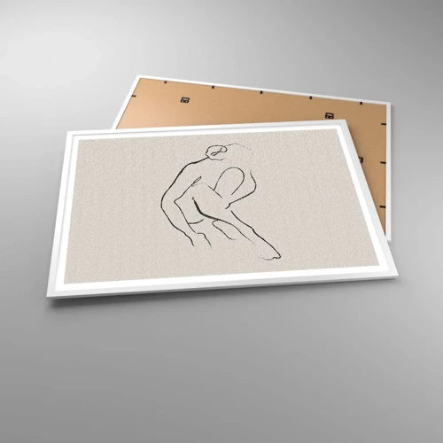 Affiche dans un cadre blanc - Poster - Croquis intime - 100x70 cm
