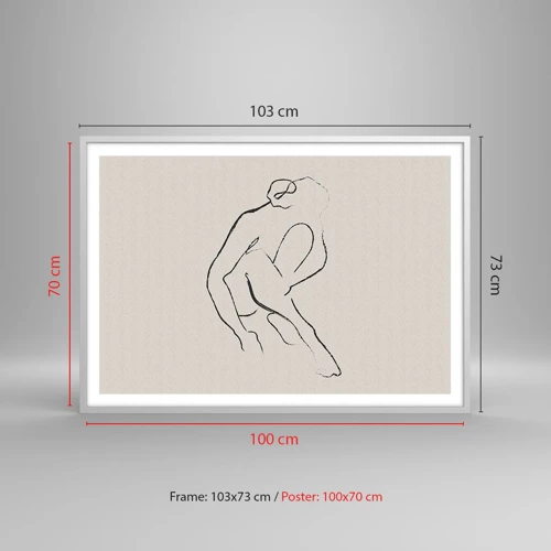 Affiche dans un cadre blanc - Poster - Croquis intime - 100x70 cm