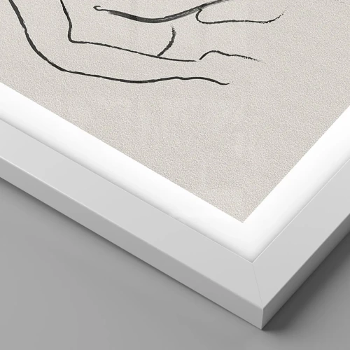 Affiche dans un cadre blanc - Poster - Croquis intime - 30x30 cm