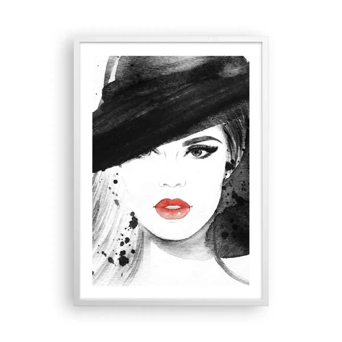 Affiche dans un cadre blanc - Poster - Dame en noir - 50x70 cm