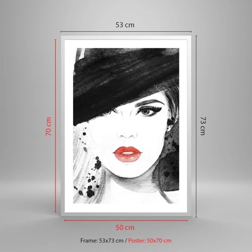 Affiche dans un cadre blanc - Poster - Dame en noir - 50x70 cm