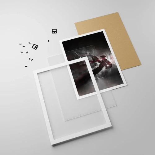 Affiche dans un cadre blanc - Poster - Dans les brumes du jazz - 50x70 cm