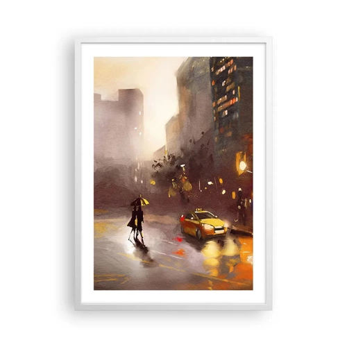 Affiche dans un cadre blanc - Poster - Dans les lumières de New-York - 50x70 cm