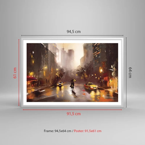 Affiche dans un cadre blanc - Poster - Dans les lumières de New-York - 91x61 cm