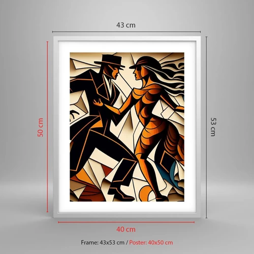 Affiche dans un cadre blanc - Poster - Danse de passion et de volupté - 40x50 cm