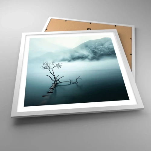 Affiche dans un cadre blanc - Poster - D'eau et de brouillard - 50x50 cm