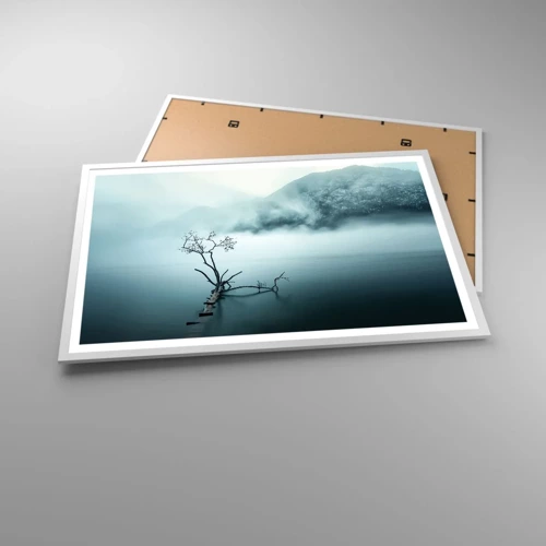 Affiche dans un cadre blanc - Poster - D'eau et de brouillard - 91x61 cm