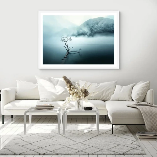 Affiche dans un cadre blanc - Poster - D'eau et de brouillard - 91x61 cm