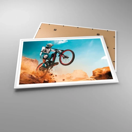 Affiche dans un cadre blanc - Poster - Démon de la folie du vélo - 100x70 cm