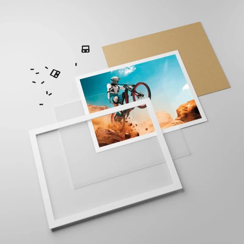 Affiche dans un cadre blanc - Poster - Démon de la folie du vélo - 100x70 cm