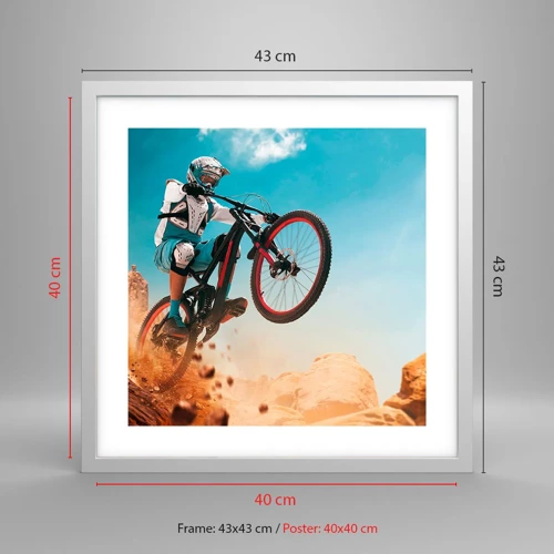 Affiche dans un cadre blanc - Poster - Démon de la folie du vélo - 40x40 cm