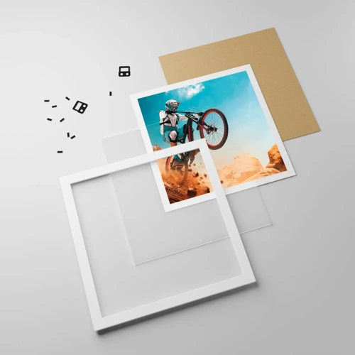 Affiche dans un cadre blanc - Poster - Démon de la folie du vélo - 40x40 cm