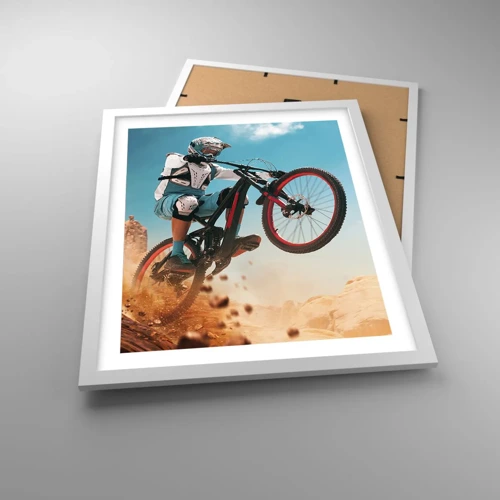 Affiche dans un cadre blanc - Poster - Démon de la folie du vélo - 40x50 cm