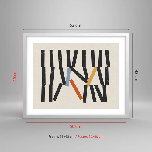 Affiche dans un cadre blanc - Poster - Dominos – composition - 50x40 cm