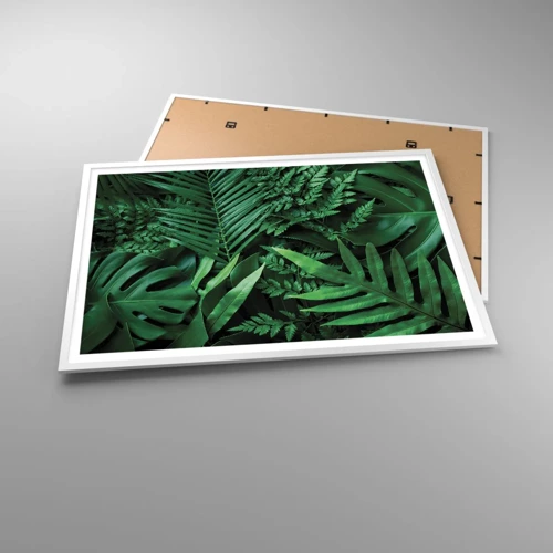 Affiche dans un cadre blanc - Poster - Emmitouflé de verdure - 100x70 cm