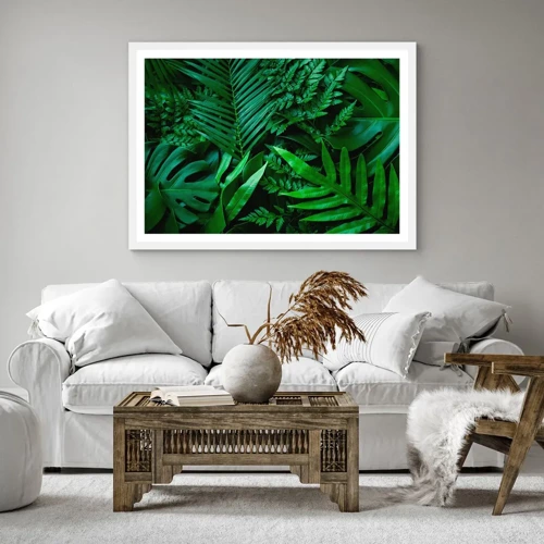 Affiche dans un cadre blanc - Poster - Emmitouflé de verdure - 100x70 cm