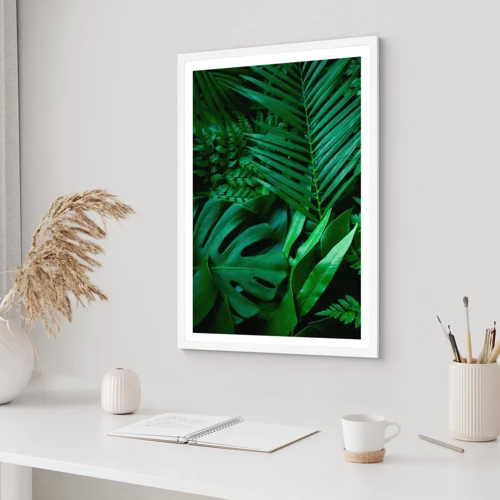 Affiche dans un cadre blanc - Poster - Emmitouflé de verdure - 40x50 cm