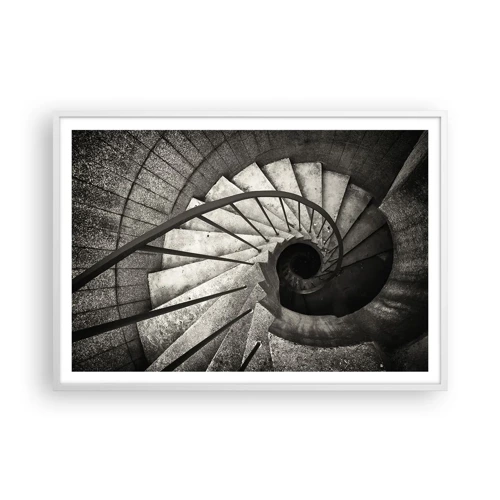 Affiche dans un cadre blanc - Poster - En haut des escaliers, en bas des escaliers - 100x70 cm