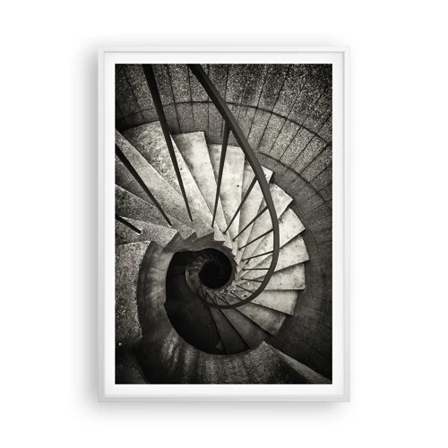 Affiche dans un cadre blanc - Poster - En haut des escaliers, en bas des escaliers - 70x100 cm