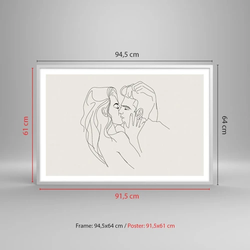 Affiche dans un cadre blanc - Poster - Enlacé de sentiment - 91x61 cm
