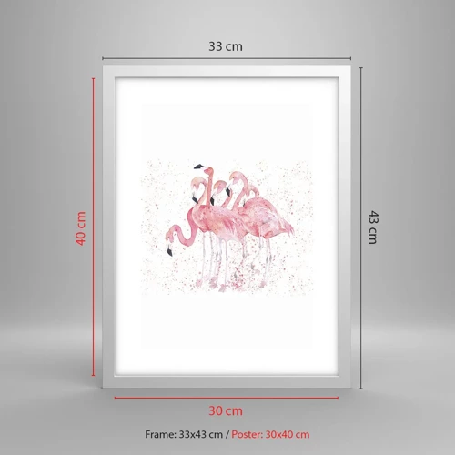 Affiche dans un cadre blanc - Poster - Ensemble rose - 30x40 cm