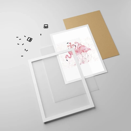Affiche dans un cadre blanc - Poster - Ensemble rose - 30x40 cm