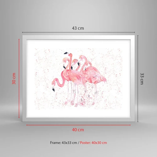 Affiche dans un cadre blanc - Poster - Ensemble rose - 40x30 cm