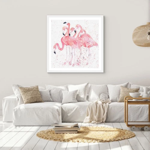 Affiche dans un cadre blanc - Poster - Ensemble rose - 40x40 cm