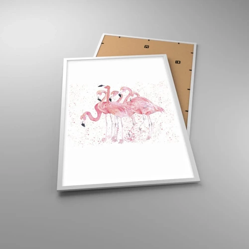 Affiche dans un cadre blanc - Poster - Ensemble rose - 61x91 cm