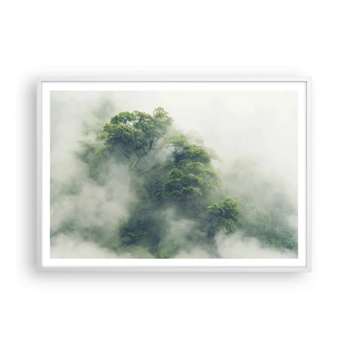 Affiche dans un cadre blanc - Poster - Enveloppé de brouillard - 100x70 cm