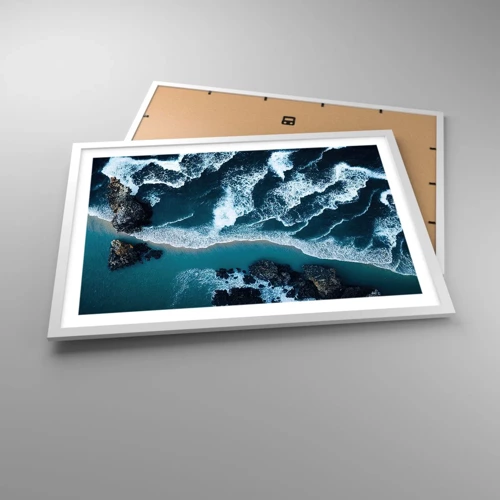 Affiche dans un cadre blanc - Poster - Enveloppé par les vagues - 70x50 cm