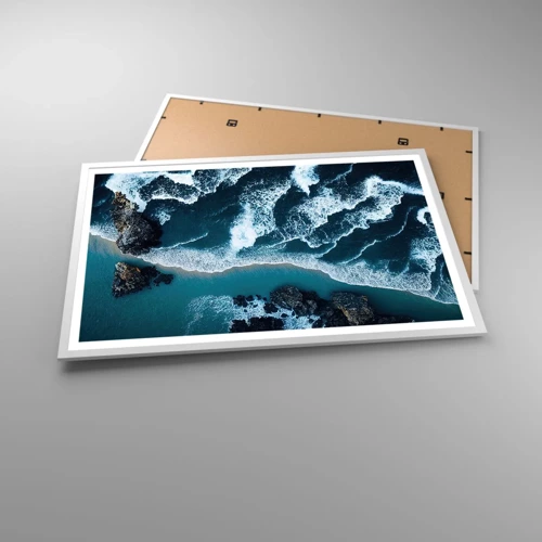 Affiche dans un cadre blanc - Poster - Enveloppé par les vagues - 91x61 cm