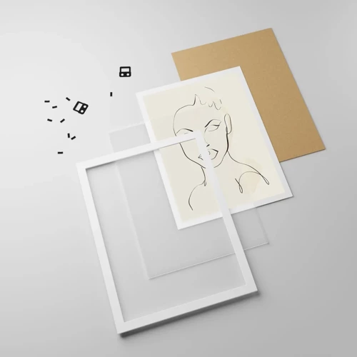 Affiche dans un cadre blanc - Poster - Esquisse de la sensualité - 50x70 cm