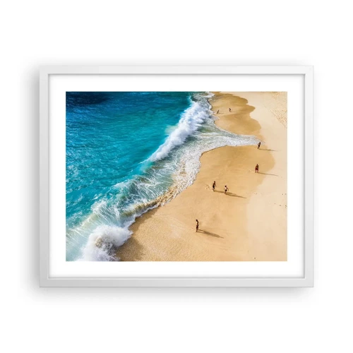 Affiche dans un cadre blanc - Poster - Et ensuite le soleil, la plage… - 50x40 cm