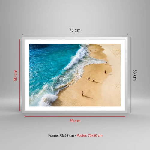 Affiche dans un cadre blanc - Poster - Et ensuite le soleil, la plage… - 70x50 cm
