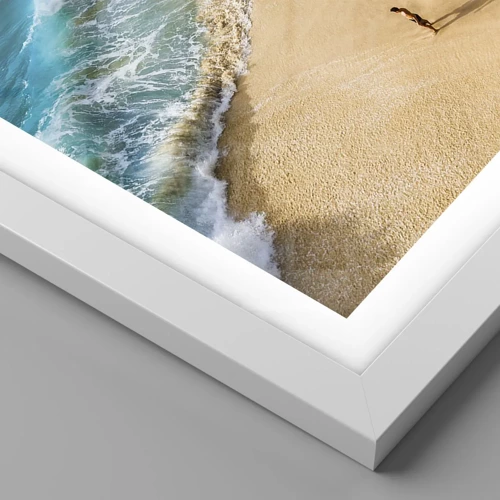 Affiche dans un cadre blanc - Poster - Et ensuite le soleil, la plage… - 70x50 cm